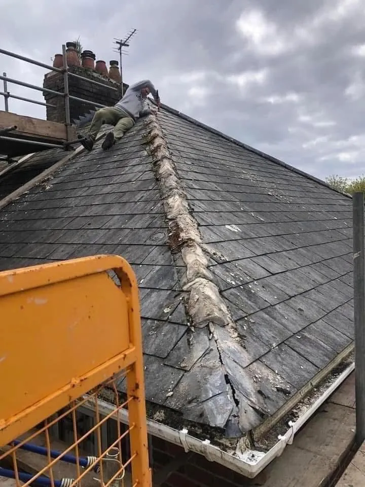 Slate roof ridge and chimney repair in St Ives